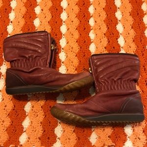 Sorel Maroon Zipper Boots Sz 7